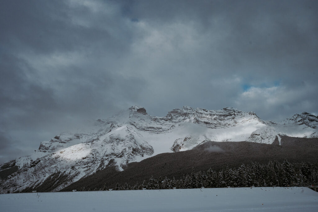 Snow covered peaks of Banff National Park. 
